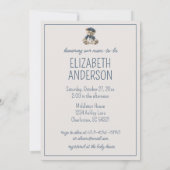 Invitation Ourson bleu marin personnalisé mignon (Dos)