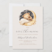 Invitation Ourson bohème code QR Baby Shower Lune (Devant)