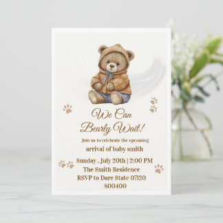 Invitation Ourson bohème "Nous pouvons à peine attendre" Baby