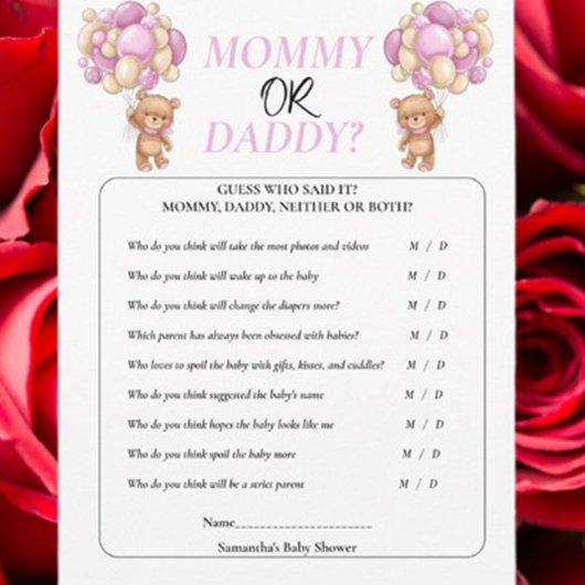 Invitation Ourson Cadeau de Naissance Future Maman. Maman ou
