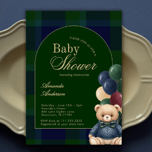 Invitation Ourson en peluche Polo Preppy Luxe Baby Shower Cla