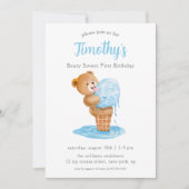 Invitation Ourson glace d'anniversaire garçon Teddy Bear (Devant)