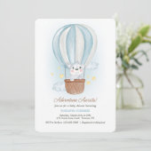 Invitation Ourson Koala en Ballon Dirigeable Bleu (Debout devant)