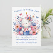 Invitation Ourson Mignon 1er Anniversaire (Debout devant)