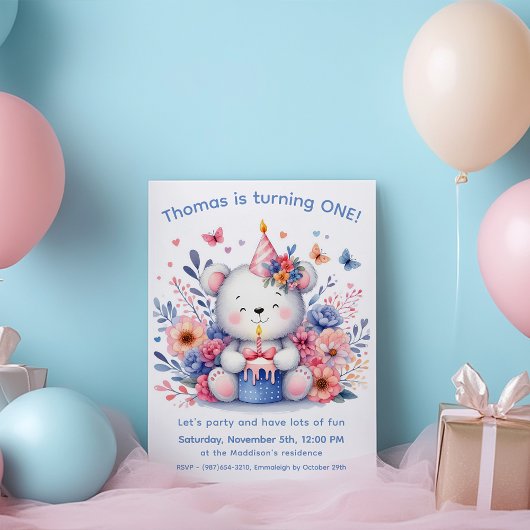 Invitation Ourson Mignon 1er Anniversaire