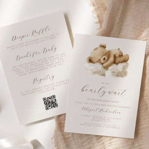 Invitation Ourson Mignon Neutre Tout-en-un pour Baby Shower
