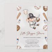 Invitation Ourson mignon pour la douche de bébé rookie de bas (Devant / Derrière)