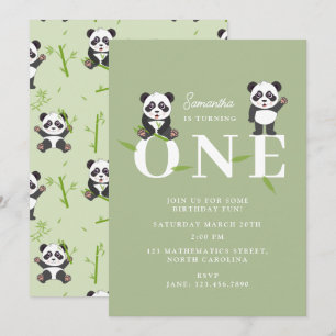 Invitation Ourson Panda Mignon Kawaii Premier Anniversaire En