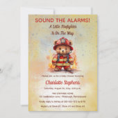 Invitation Ourson petit pompier Baby Shower (Devant)