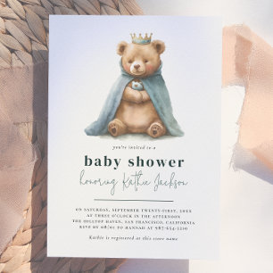 Invitation Ourson Royal Little Prince Garçon Baby Shower