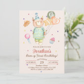 Invitation Ourson sage vert Beary premier anniversaire (Debout devant)