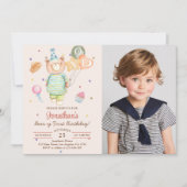 Invitation Ourson Sage Vert Premier Anniversaire (Devant)