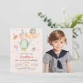 Invitation Ourson Sage Vert Premier Anniversaire (Debout devant)