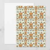 Invitation Oursons Coquettes Dessinés à la Main Motif Sans Co (Devant / Derrière)