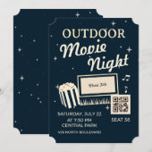 Invitation Outdoor Movie Night Ticket Invite (Devant / Derrière)