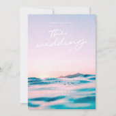Invitation Outdoor Summer Sunset Blue Ocean Coastal Mariage (Devant)