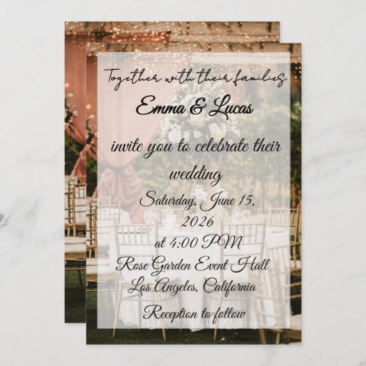 Invitation Outdoor Wedding Reception Table Background (Devant / Derrière)