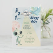 Invitation Outer space Alien Boys Third Birthday (Debout devant)