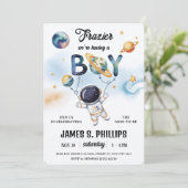 Invitation Outer Space Astronaut Baby Shower (Debout devant)