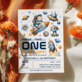 Invitation Outer Space Astronaut Cat Blast Off 1st Birthday