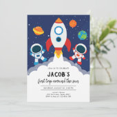 Invitation Outer Space Astronaut Planet Galaxy Birthday (Debout devant)