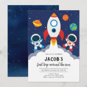 Invitation Outer Space Astronaut Planet Galaxy Birthday (Devant / Derrière)