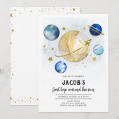 Invitation Outer Space Astronaut Planet Galaxy Birthday (Devant / Derrière)
