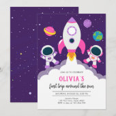 Invitation Outer Space Astronaut Planet Galaxy Birthday (Devant / Derrière)