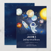 Invitation Outer Space Astronaut Planet Galaxy Birthday (Devant / Derrière)