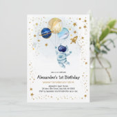 Invitation Outer Space Astronaut Planet Galaxy Birthday  (Debout devant)