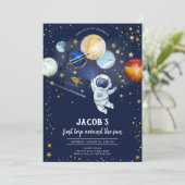 Invitation Outer Space Astronaut Planet Galaxy Birthday (Debout devant)