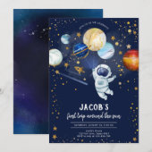 Invitation Outer Space Astronaut Planet Galaxy Birthday (Devant / Derrière)
