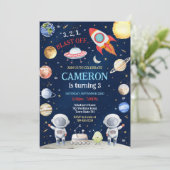 Invitation Outer Space Astronaut Rocket Blast Off Birthday (Debout devant)