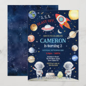 Invitation Outer Space Astronaut Rocket Blast Off Birthday (Devant / Derrière)