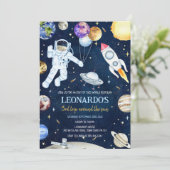 Invitation Outer Space Astronaut Rocket Planets Birthday (Debout devant)