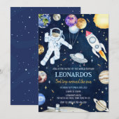 Invitation Outer Space Astronaut Rocket Planets Birthday (Devant / Derrière)