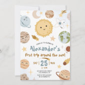 Invitation Outer Space Birthday First Trip Around The Sun  (Devant)