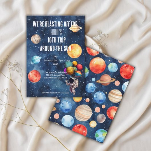 Invitation Outer Space Boy 10ème Voyage Autour du Soleil Anni