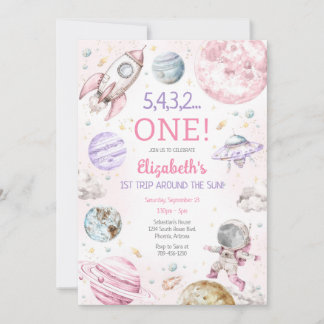 Invitation Outer Space First Trip Around The Sun 1st Birthday