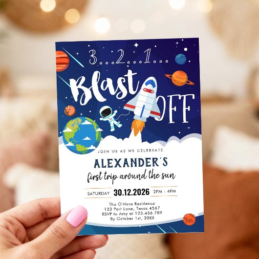 Invitation Outer Space First Trip Around the Sun 1st Birthday