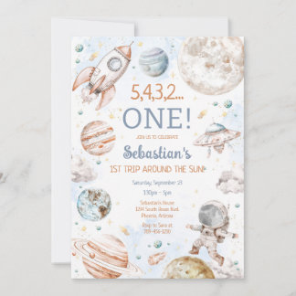 Invitation Outer Space First Trip Around The Sun 1st Birthday