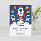 Invitation Outer Space Planets Astronaut Boy Birthday (Debout devant)