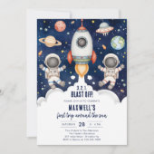 Invitation Outer Space Planets Astronaut Boy Birthday (Devant)