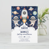 Invitation Outer Space Planets Astronaut Boy Birthday (Debout devant)