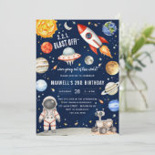 Invitation Outer Space Planets Astronaut Boy Birthday (Debout devant)
