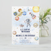 Invitation Outer Space Planets Astronaut Boy Birthday (Debout devant)