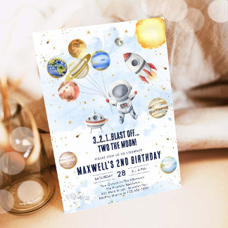 Invitation Outer Space Planets Astronaut Boy Birthday