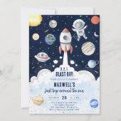 Invitation Outer Space Planets Astronaut Boy Birthday (Devant)