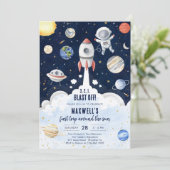 Invitation Outer Space Planets Astronaut Boy Birthday (Debout devant)