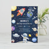 Invitation Outer Space Planets Astronaut Boy Birthday (Debout devant)
